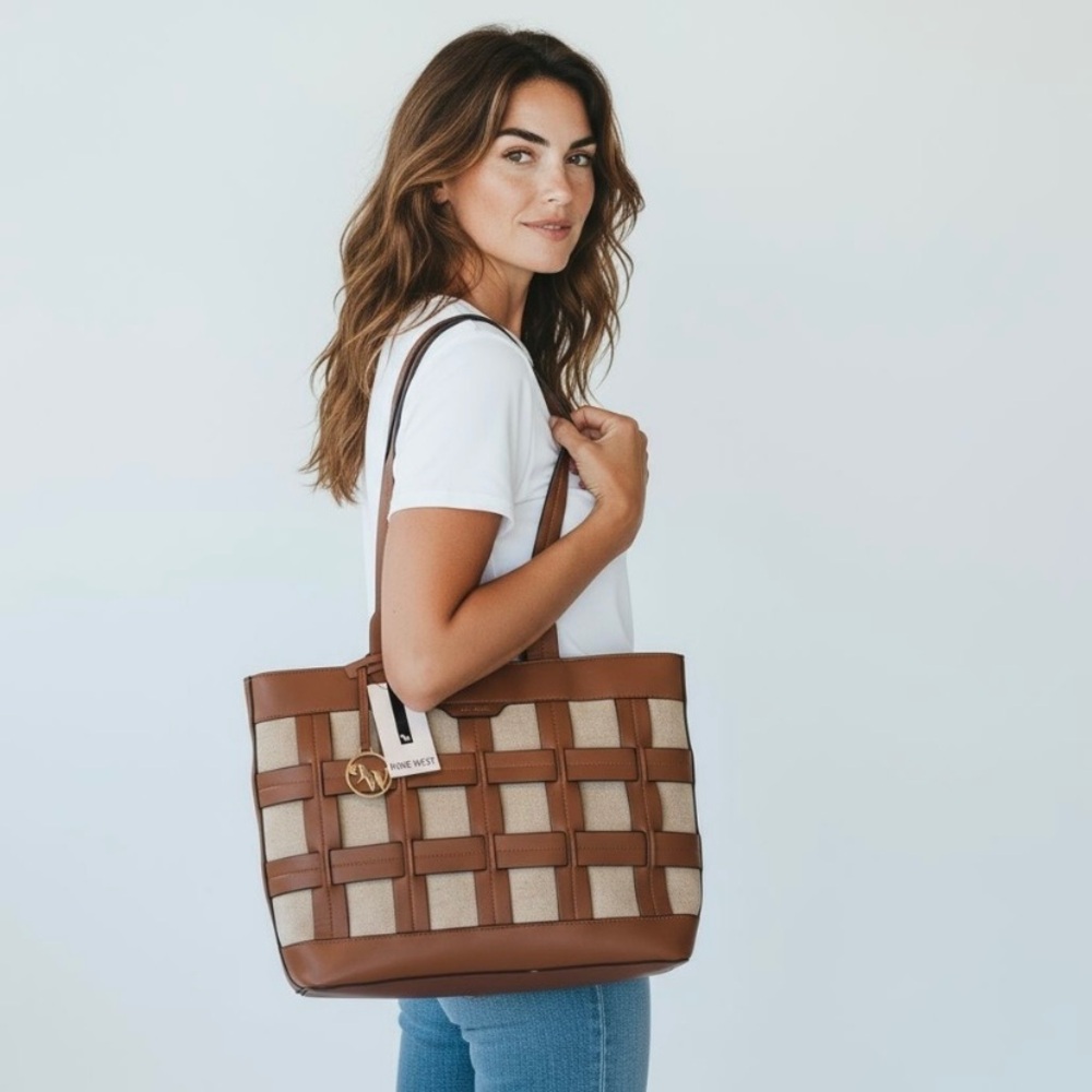 Nine West Tan and Cream Tote Bag